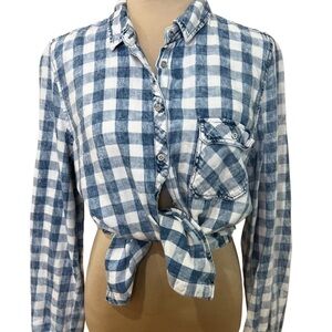 Forever 21 Checkered Blue and White Button-Down Shirt